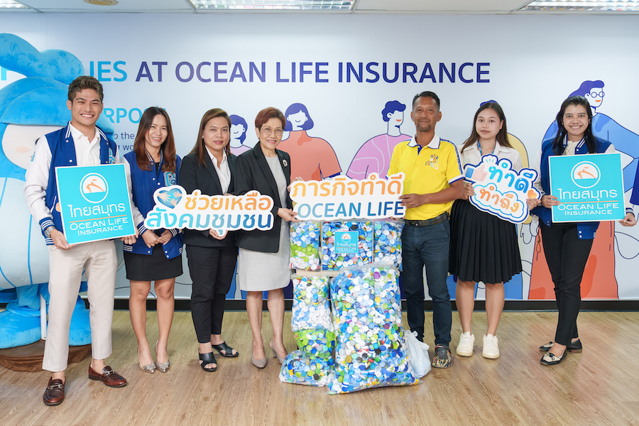 OCEAN LIFE ไทยสมุทร ส่งมอบฝาพลาสติกให้วัดจากแดง